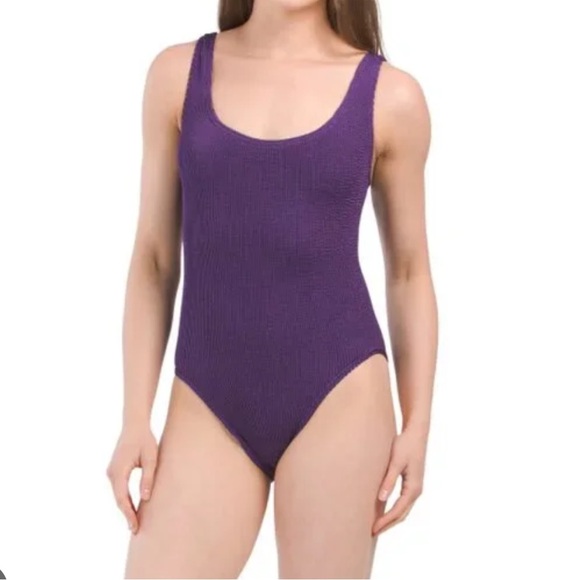 Bound By Bond Eye Swimwear Madison One Piece Purple Dahlia Shimmer NEW Crinkle - Picture 2 of 6